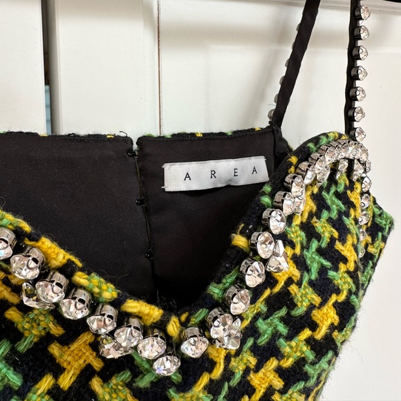 AREA NYC ✨GREEN TWEED CRYSTAL HEART TOP - Picture 12 of 15
